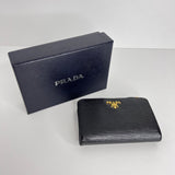 Small Black Vitello Move Leather Wallet