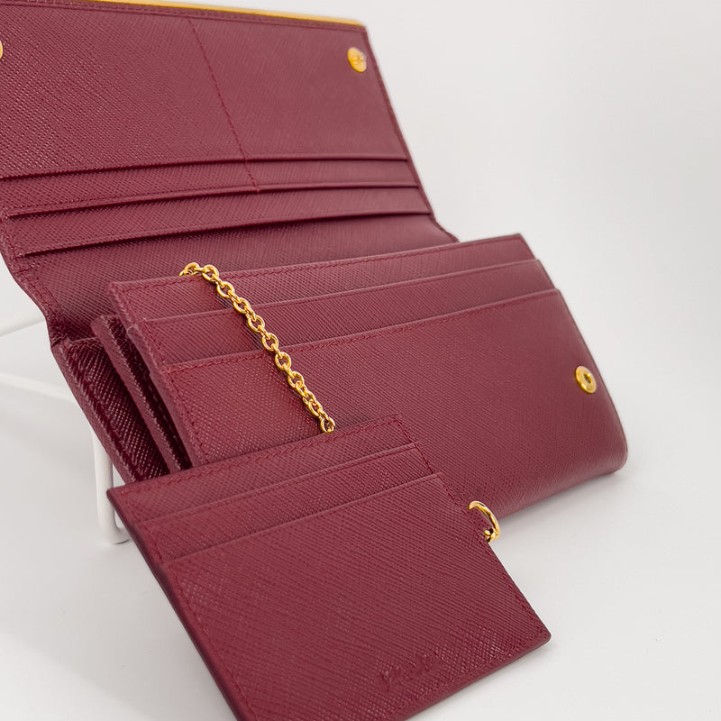 Bordeaux Saffiano Leather with Gold Hardware