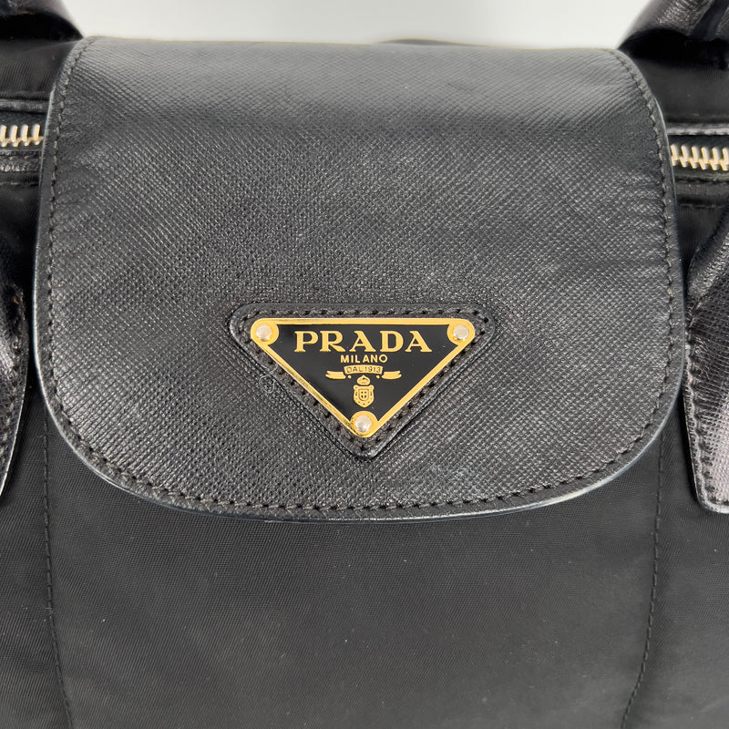 Saffiano-Trimmed Tessuto Tote
