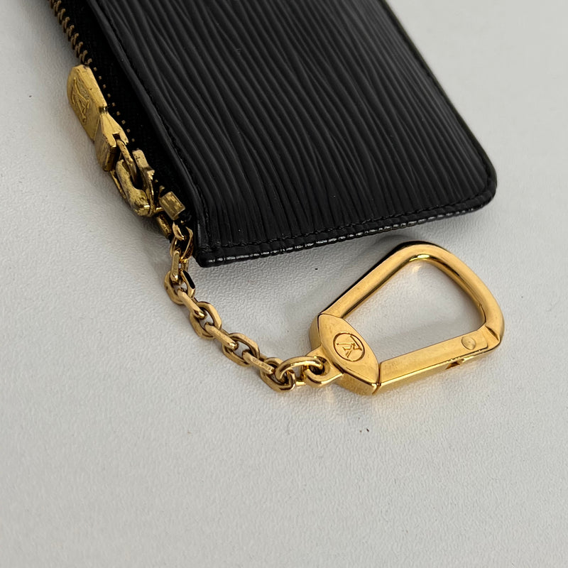 Black Epi Leather Keyring Coin Case