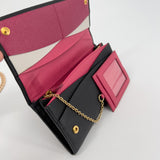Black Saffiano Wallet with Gold Chain