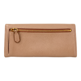 Beige Saffiano Wallet with Gold Chain
