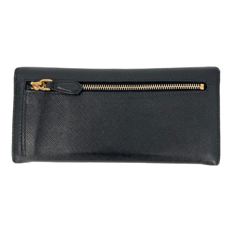 Black Saffiano Wallet with Gold Chain