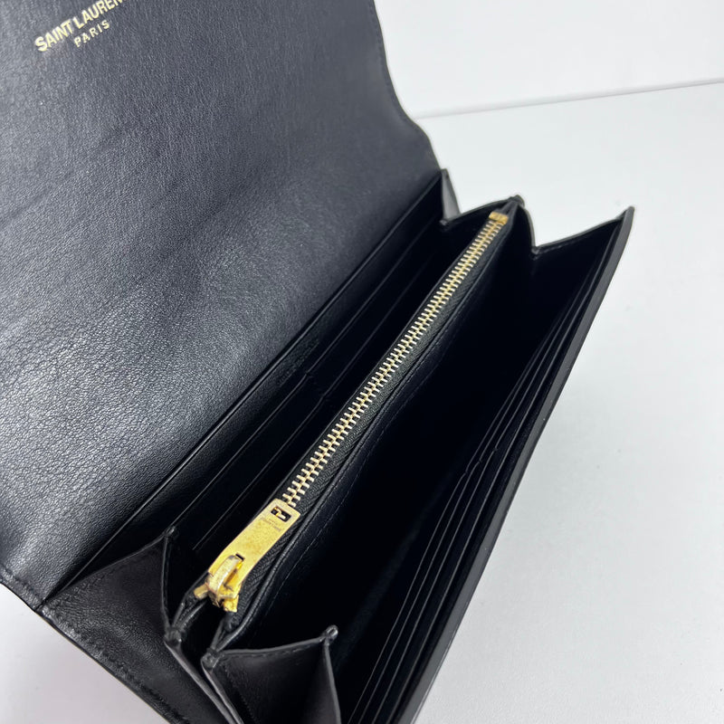 Black Long Wallet with Gold Chain