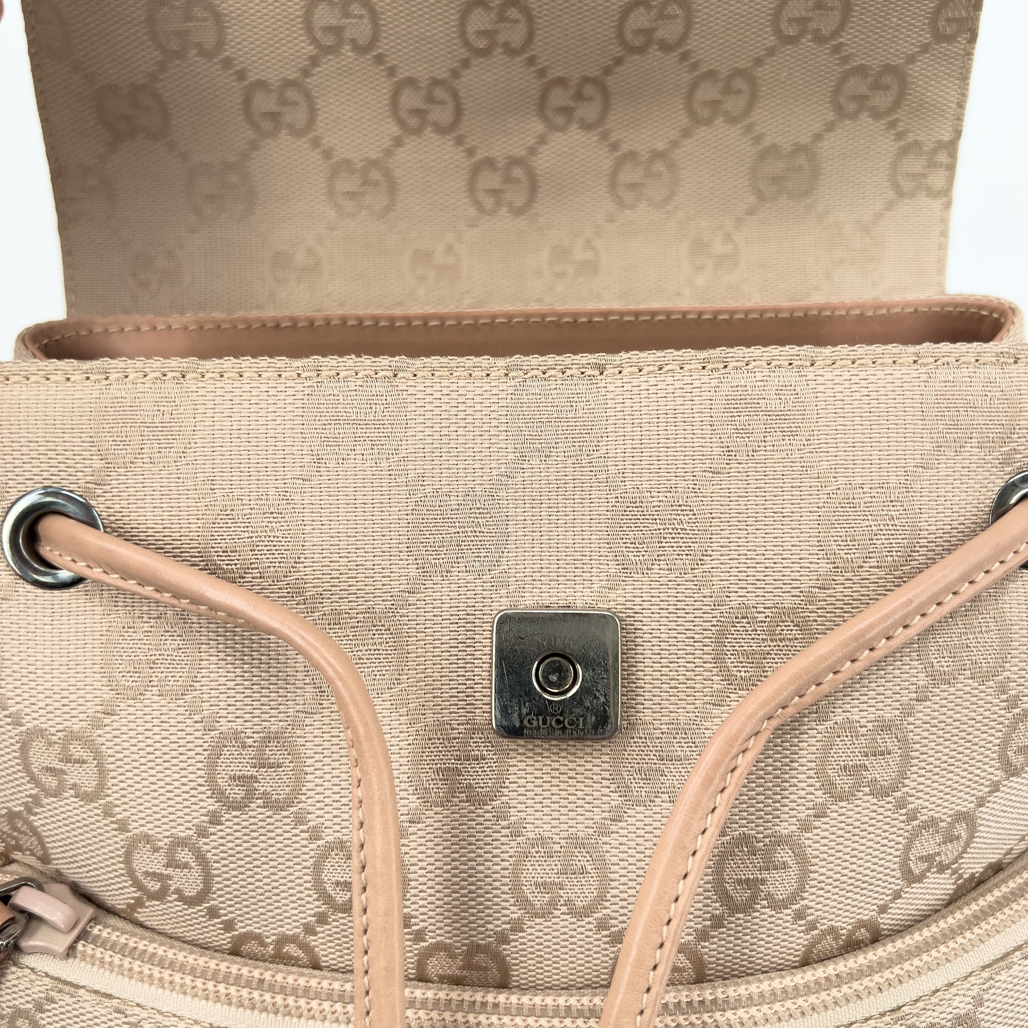 Nude GG Web Canvas Small Backpack