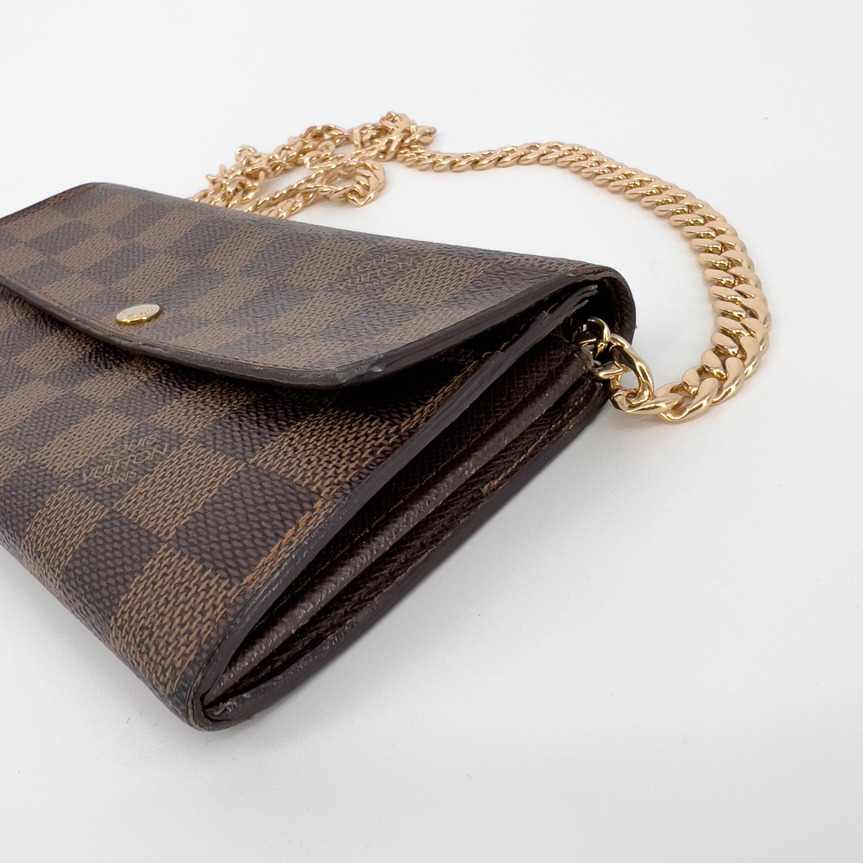 Damier Ebene Wallet with Chain