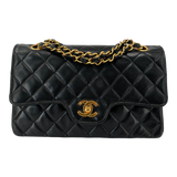 Black Small Quilted Lambskin Double Flap Bag
