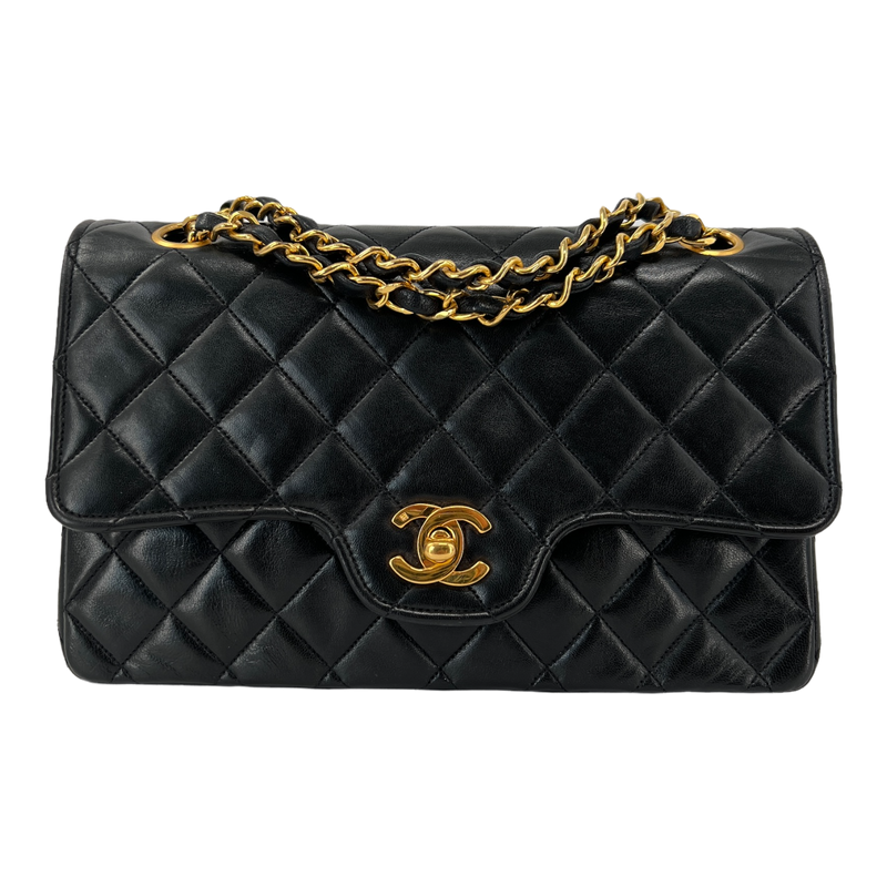 Black Small Quilted Lambskin Double Flap Bag