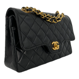 Black Small Quilted Lambskin Double Flap Bag