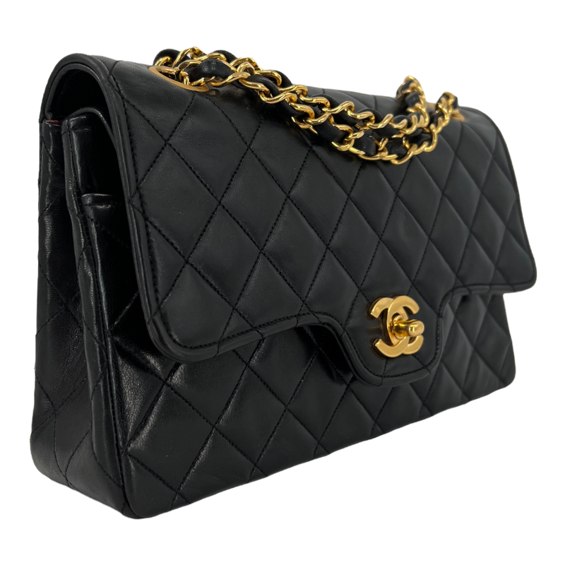 Black Small Quilted Lambskin Double Flap Bag
