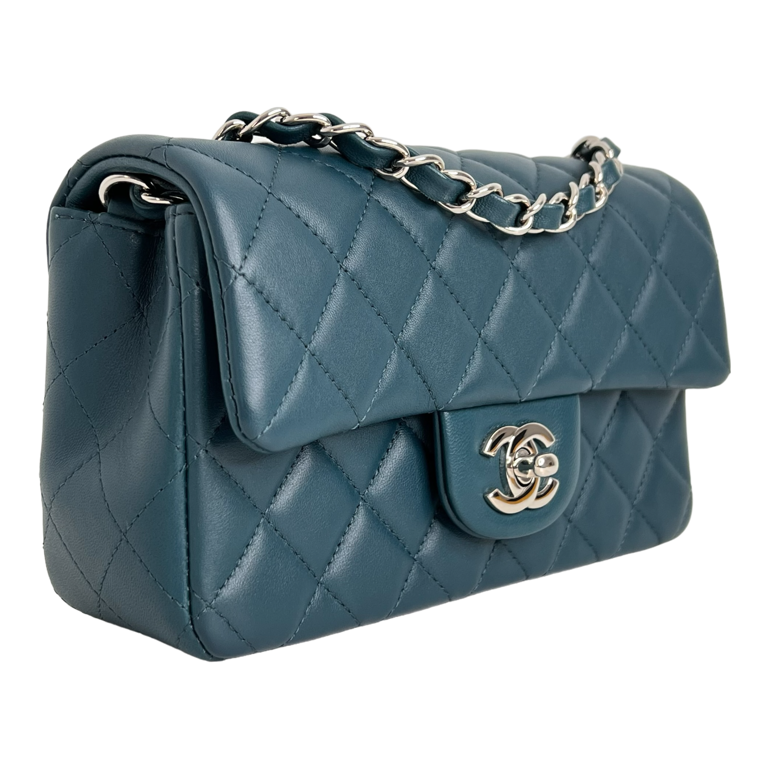 Mini Rectangle Flap in Bleu Fonce