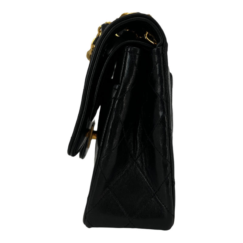 Black Small Quilted Lambskin Double Flap Bag