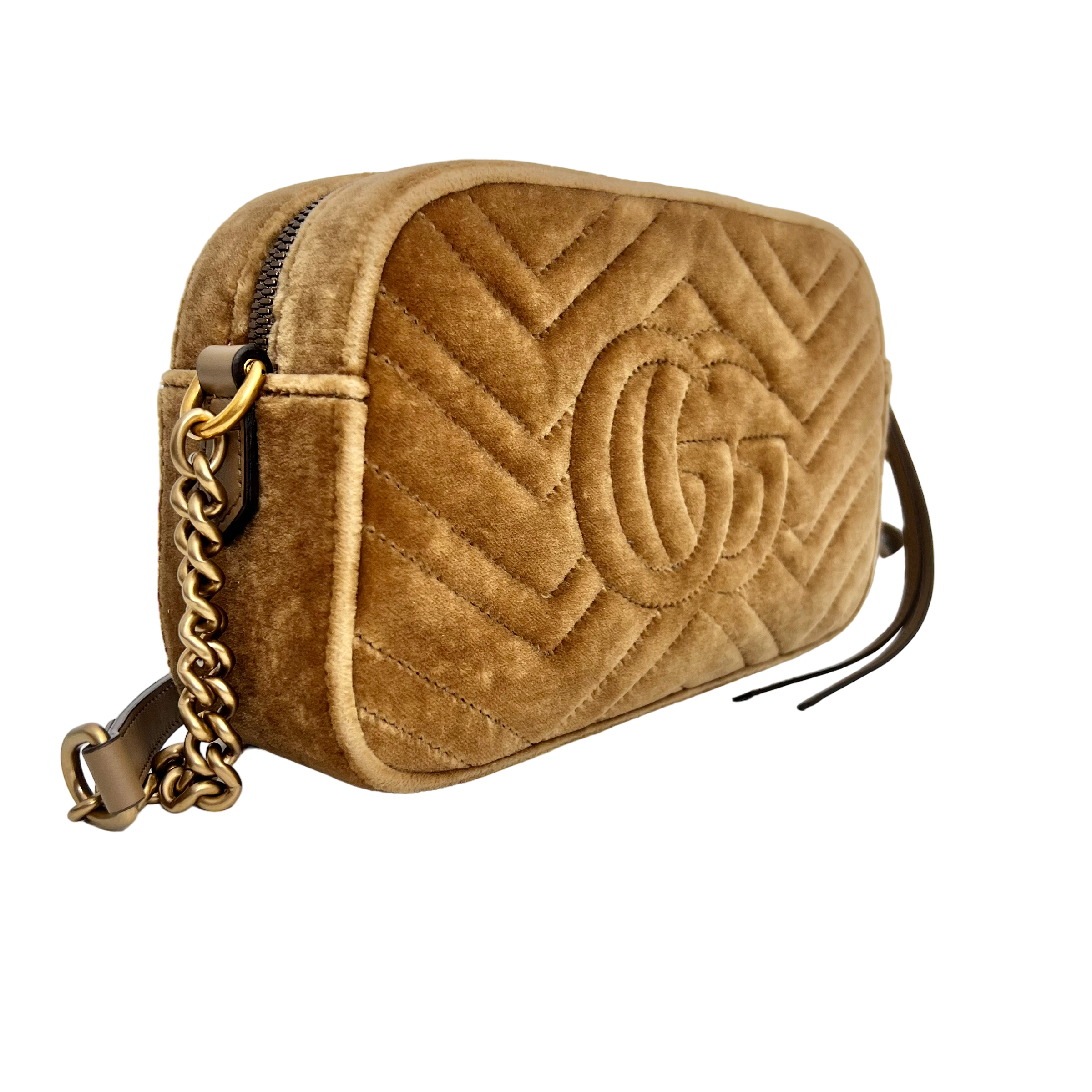 Small GG Marmont Matelassé Velvet Shoulder Bag