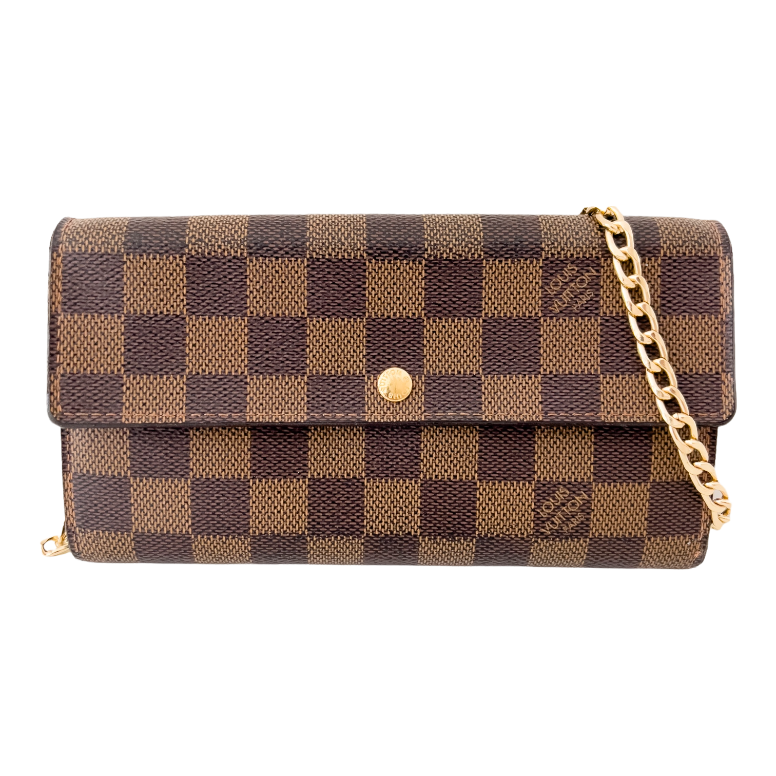 Damier Ebene Wallet with Gold Chain