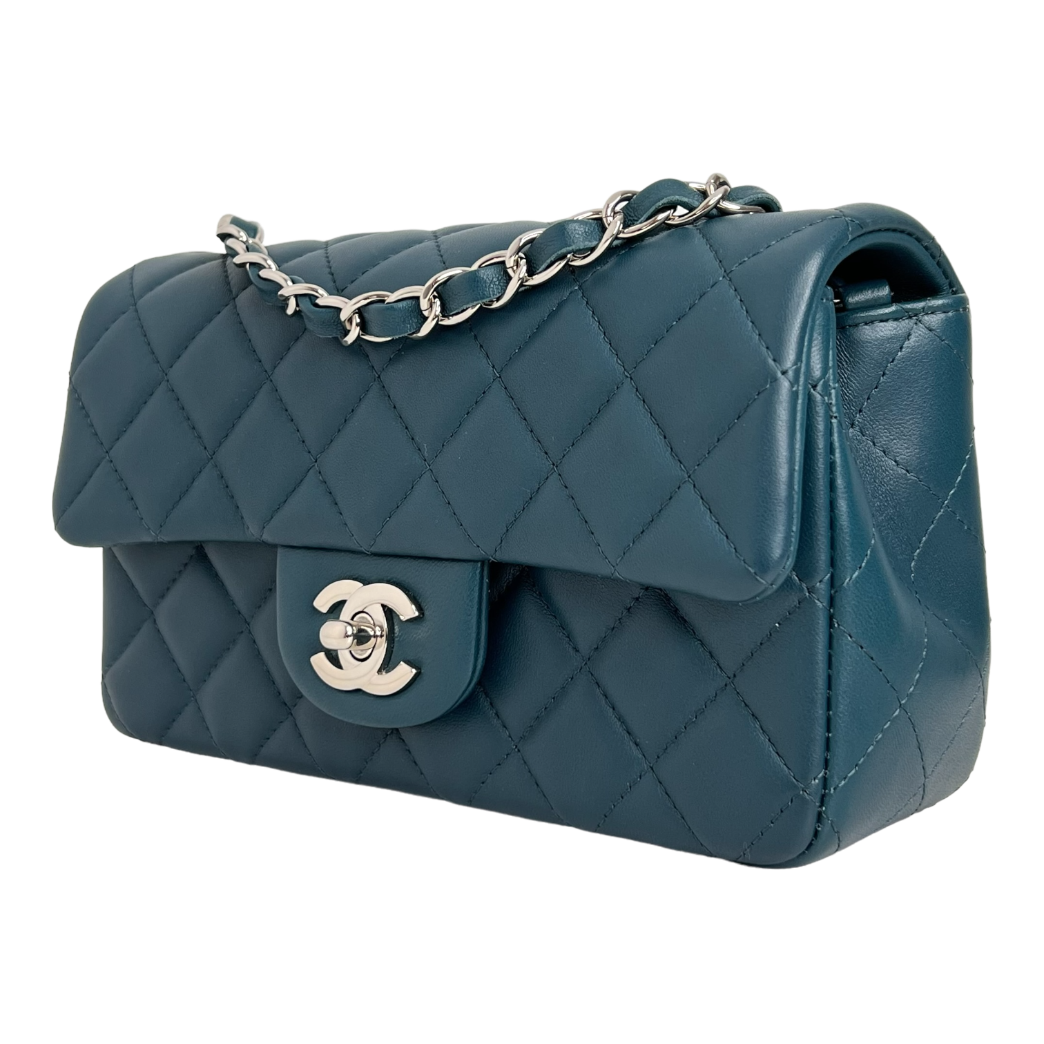 Mini Rectangle Flap in Bleu Fonce
