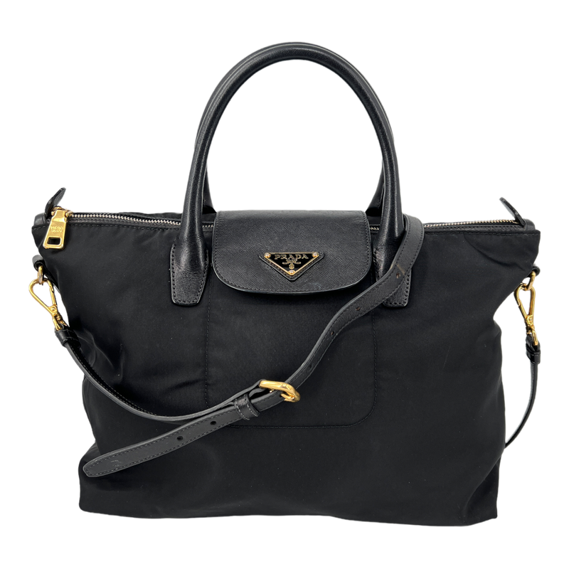 Saffiano-Trimmed Tessuto Tote