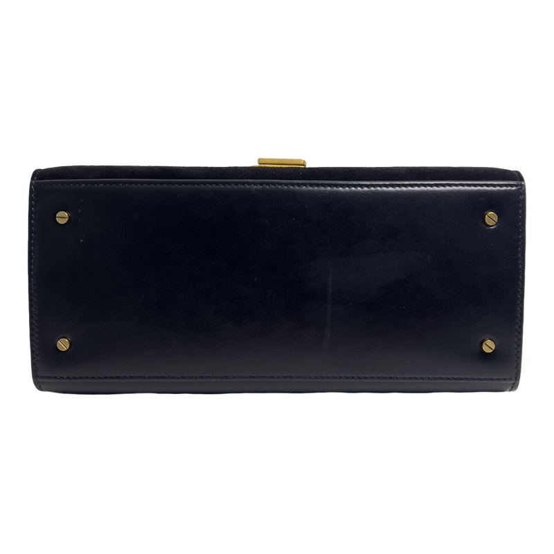 Medium Cassandra Top Handle Leather and Suade