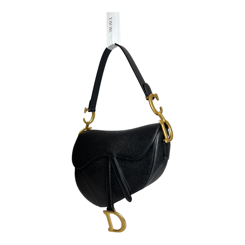 Black Grained Calfskin Saddle Bag