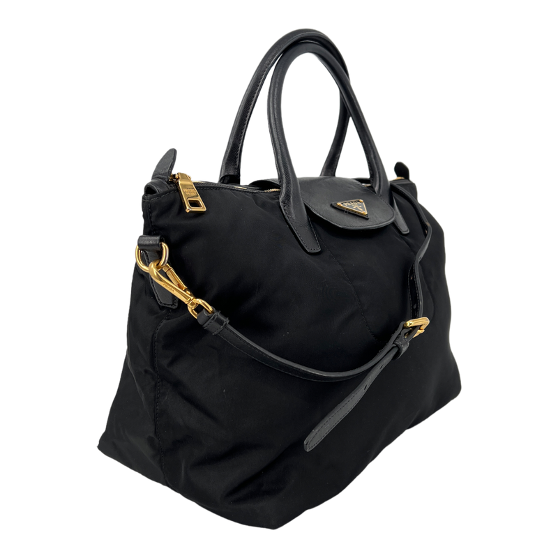 Saffiano-Trimmed Tessuto Tote