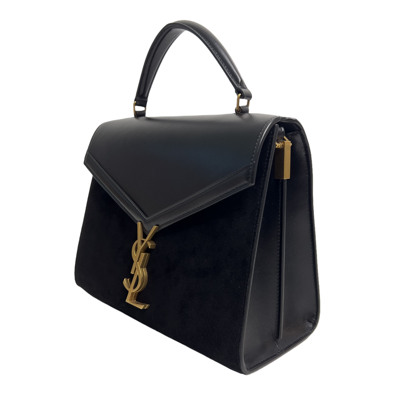Medium Cassandra Top Handle Leather and Suade