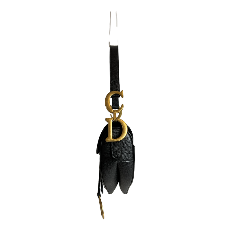 Black Grained Calfskin Saddle Bag