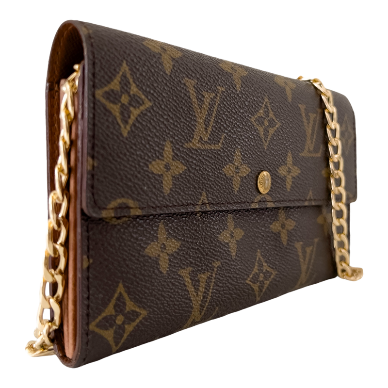 Monogram Wallet with Gold Chain