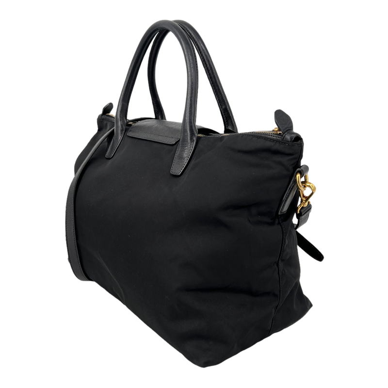 Saffiano-Trimmed Tessuto Tote