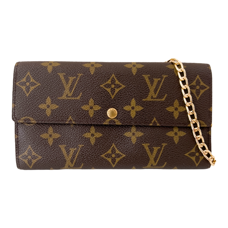 Monogram Wallet with Gold Chain