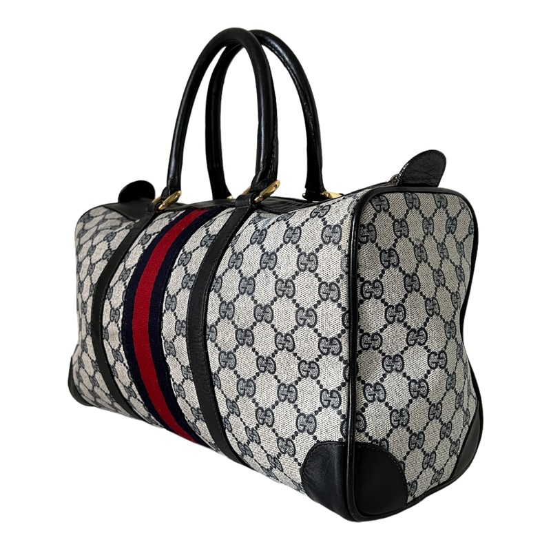 GG Web Supreme Canvas Boston Bag