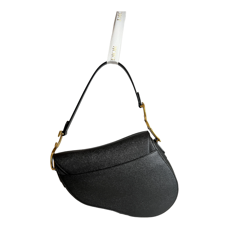 Black Grained Calfskin Saddle Bag