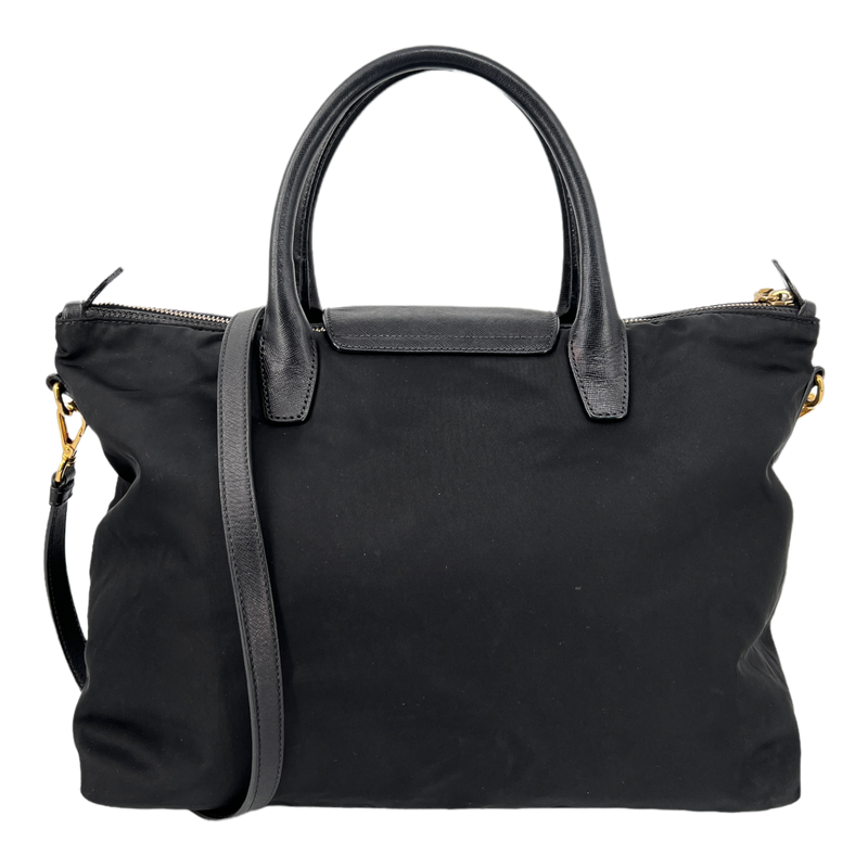 Saffiano-Trimmed Tessuto Tote
