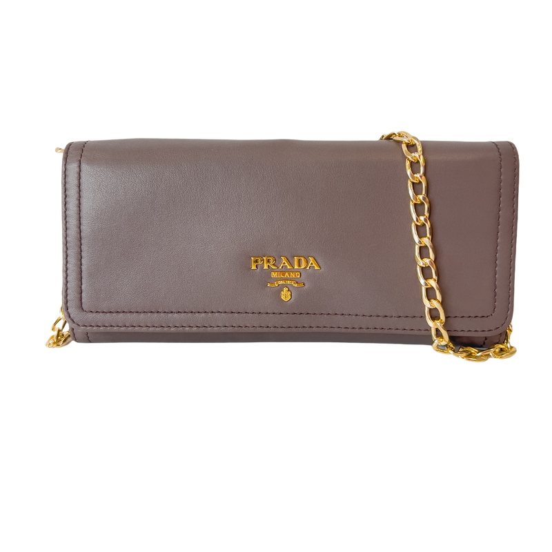 Calfskin Wallet with Chain