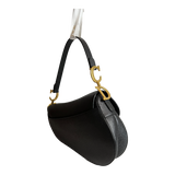 Black Grained Calfskin Saddle Bag