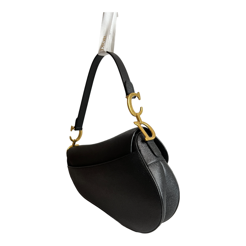 Black Grained Calfskin Saddle Bag