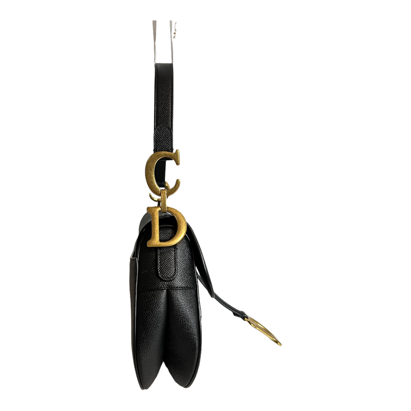 Black Grained Calfskin Saddle Bag