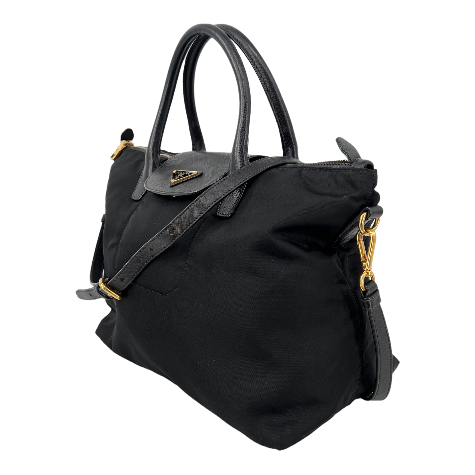 Saffiano-Trimmed Tessuto Tote