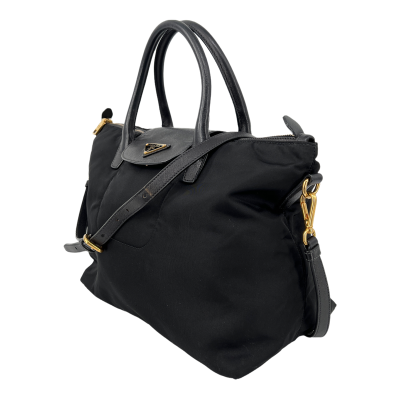 Saffiano-Trimmed Tessuto Tote