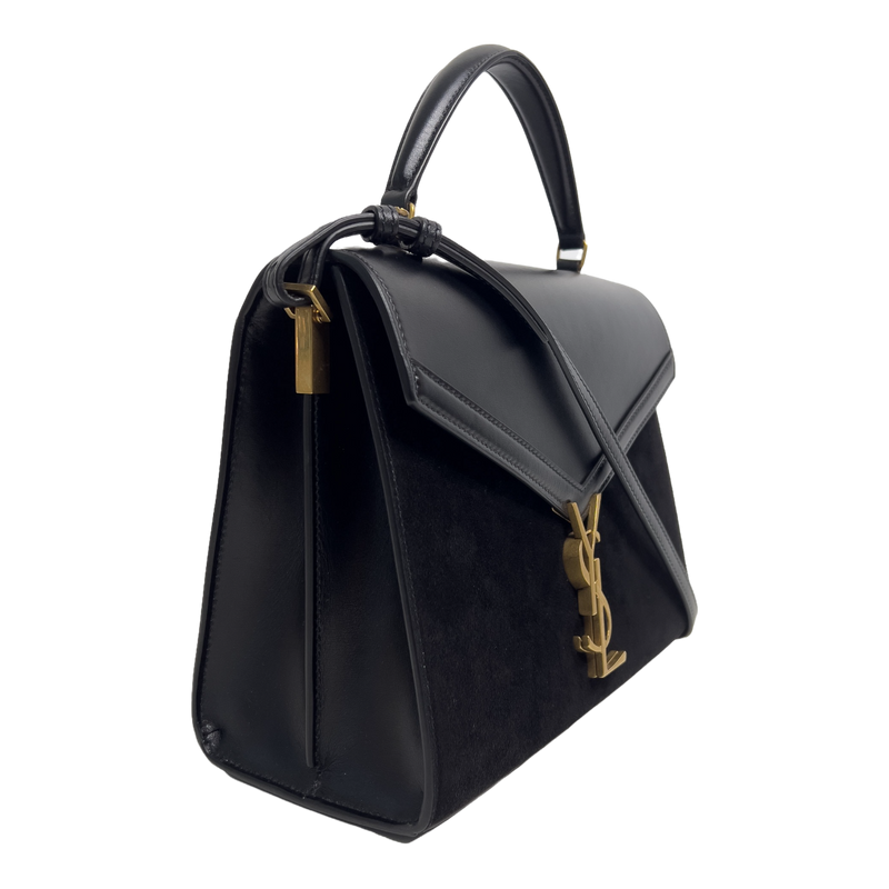 Medium Cassandra Top Handle Leather and Suade