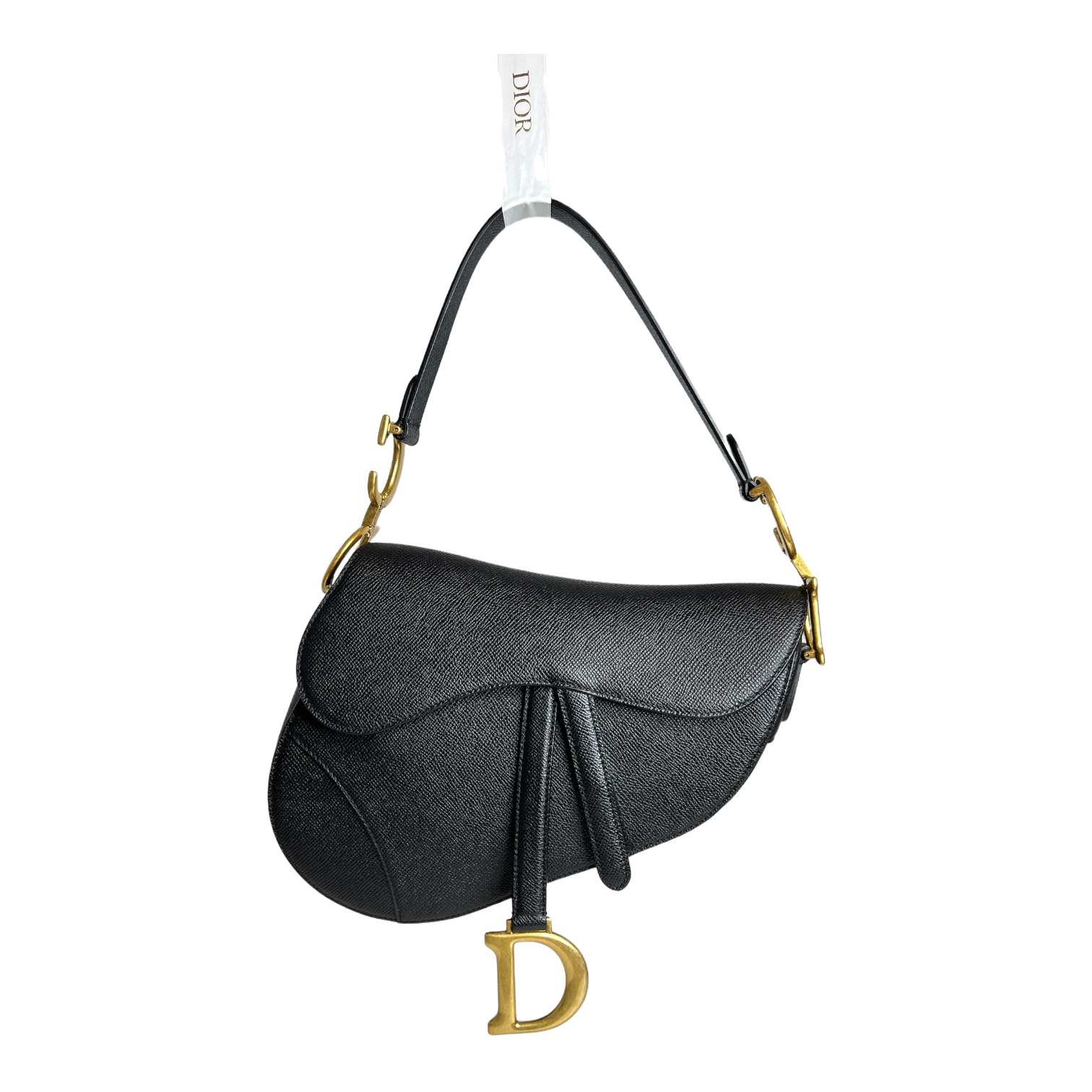 Black Grained Calfskin Saddle Bag