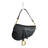 Black Grained Calfskin Saddle Bag