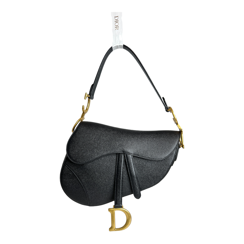 Black Grained Calfskin Saddle Bag