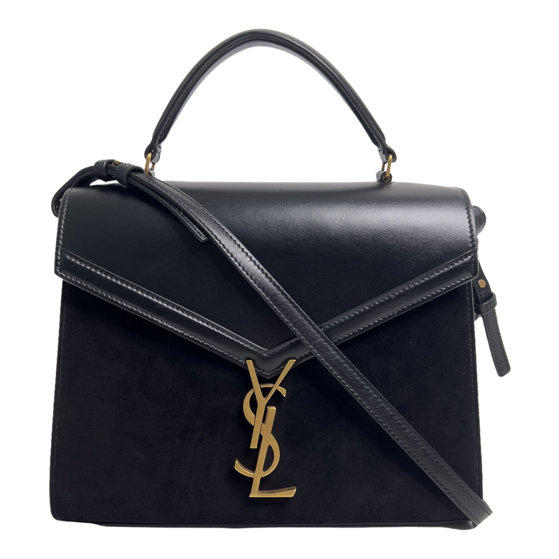 Medium Cassandra Top Handle Leather and Suade
