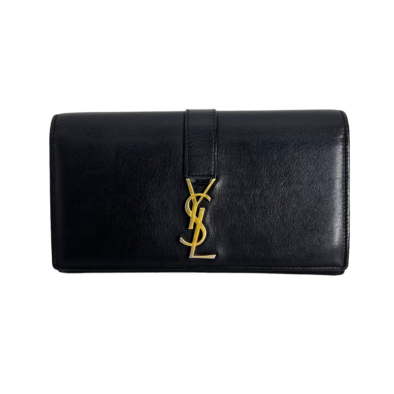 Black Long Wallet with Gold Chain