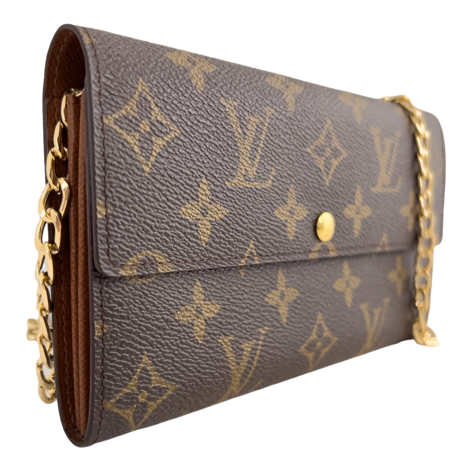 Monogram Wallet with Gold Chain
