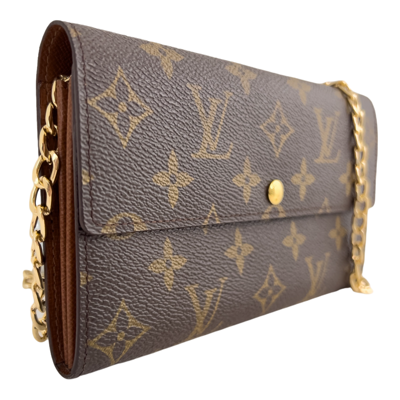 Monogram Wallet with Gold Chain