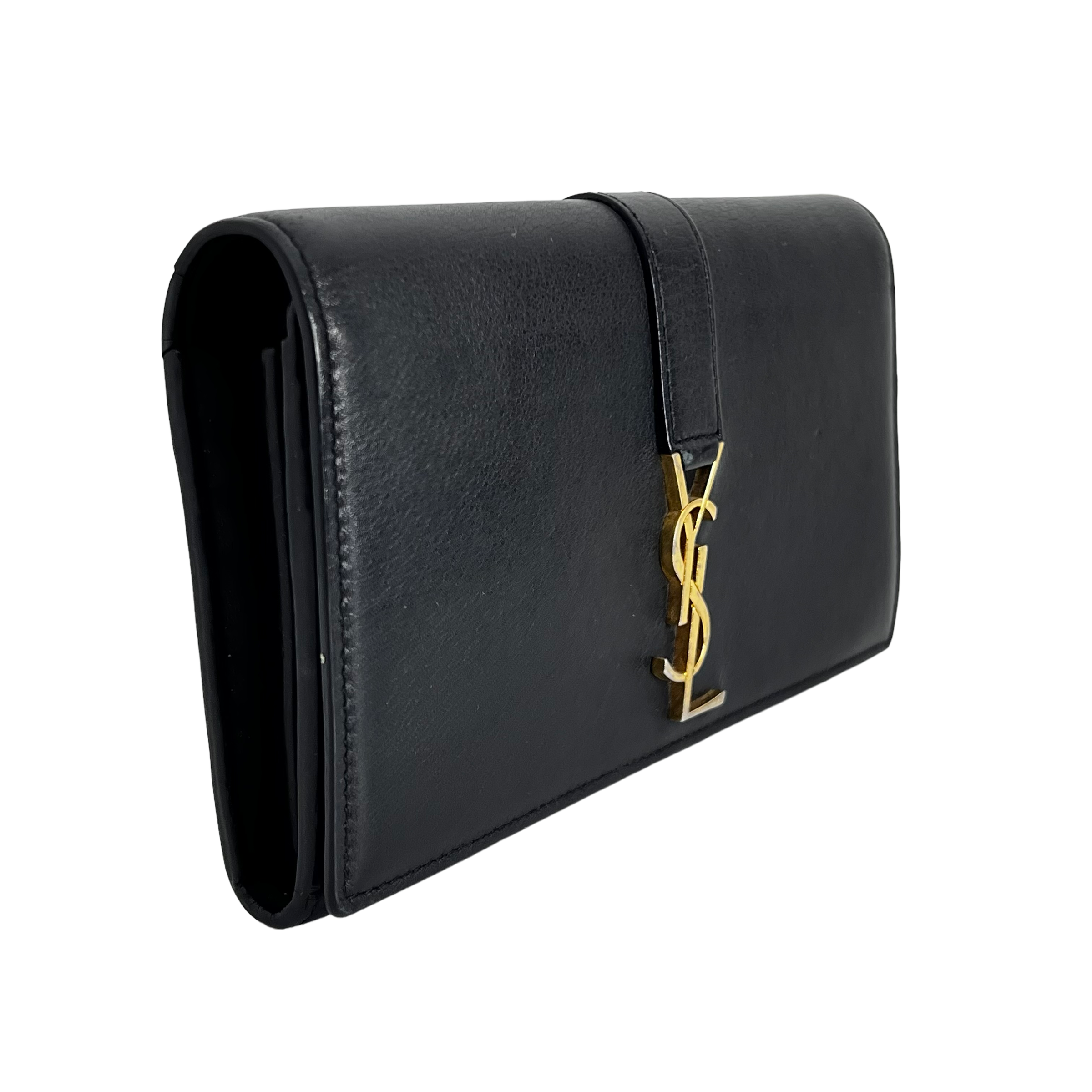 Black Long Wallet with Gold Chain