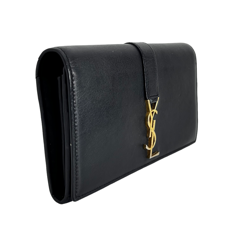 Black Long Wallet with Gold Chain