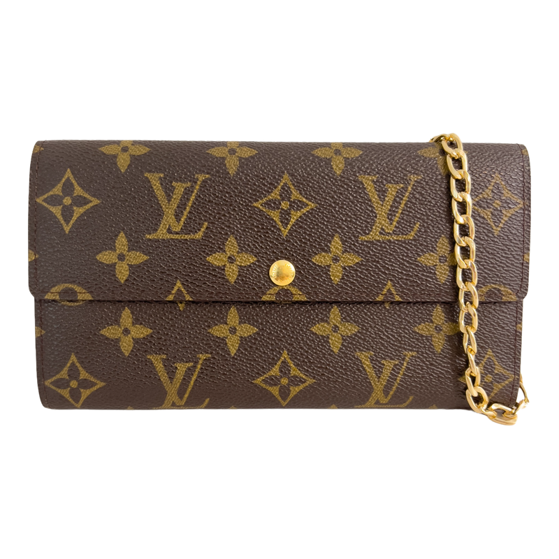 Monogram Wallet with Gold Chain