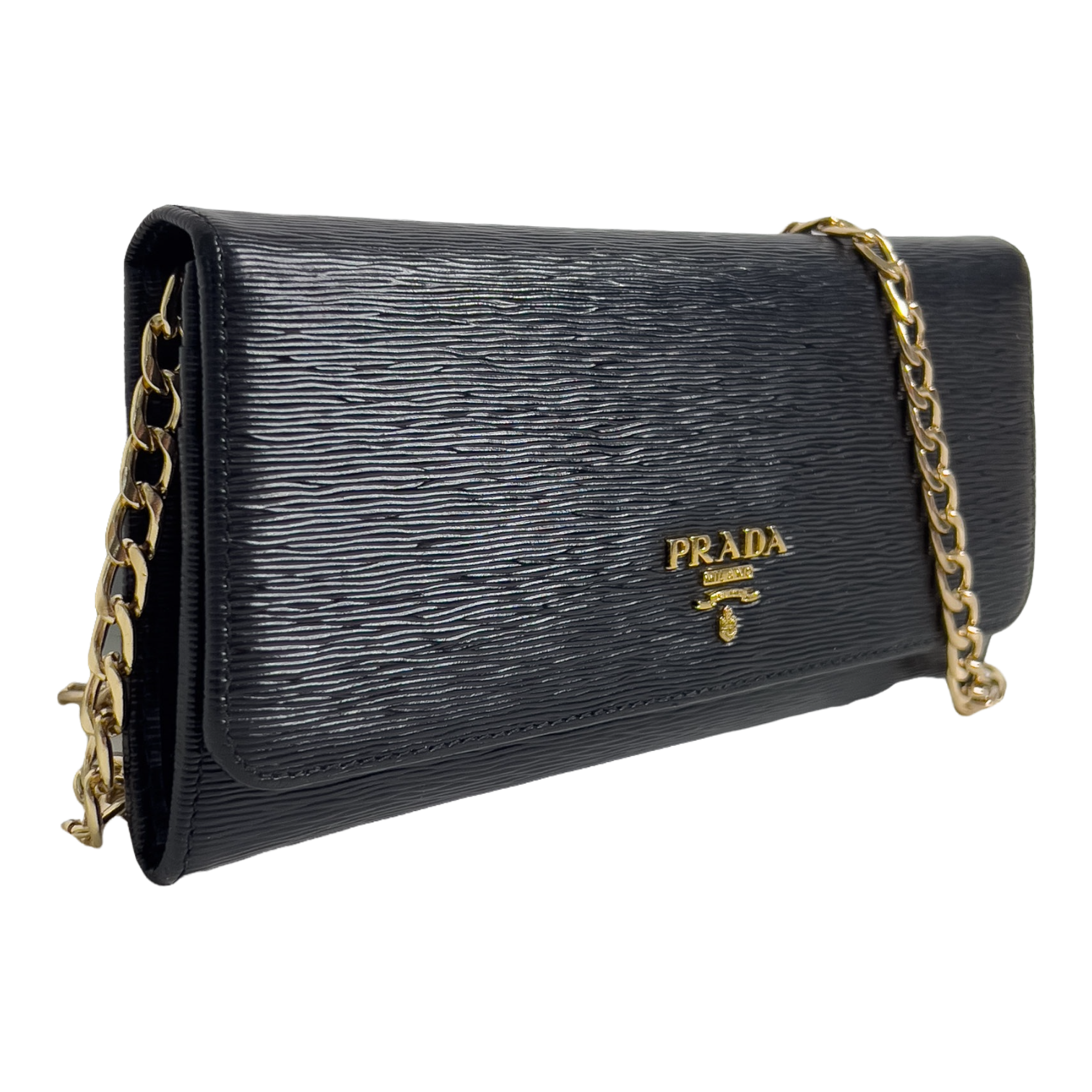 Black Leather Wallet with Chain