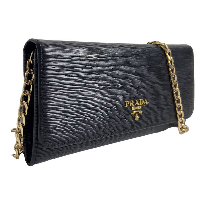 Black Leather Wallet with Chain